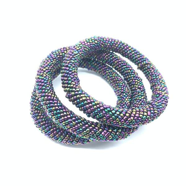 Beaded Bangle-Metallic Multi  Colour