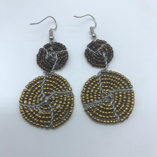 Beaded Earrings 2 Tone 2 Cirles -Gold 5