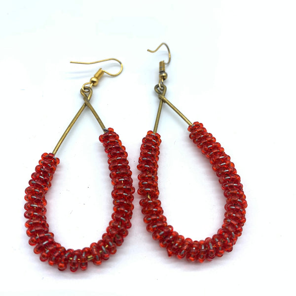 Beaded Earrings Nuru-Red