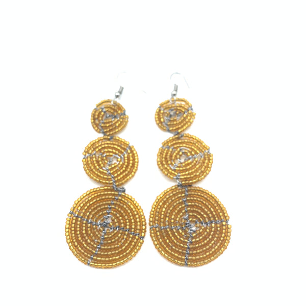 Beaded Earrings 3 Circles -Gold Variation