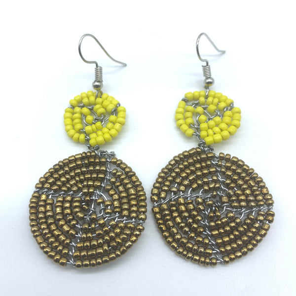 Beaded Earrings 2 Tone 2 Cirles -Gold 2