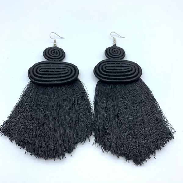 Thread Earrings Neza-Black Variation