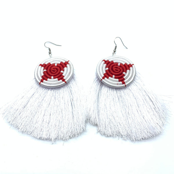 Thread Earrings Keza-White Variation