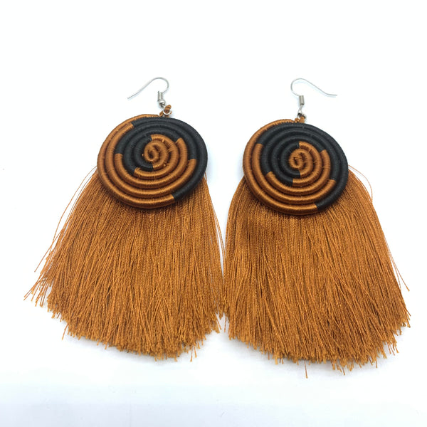 Thread Earrings Keza- Brown Variation 2