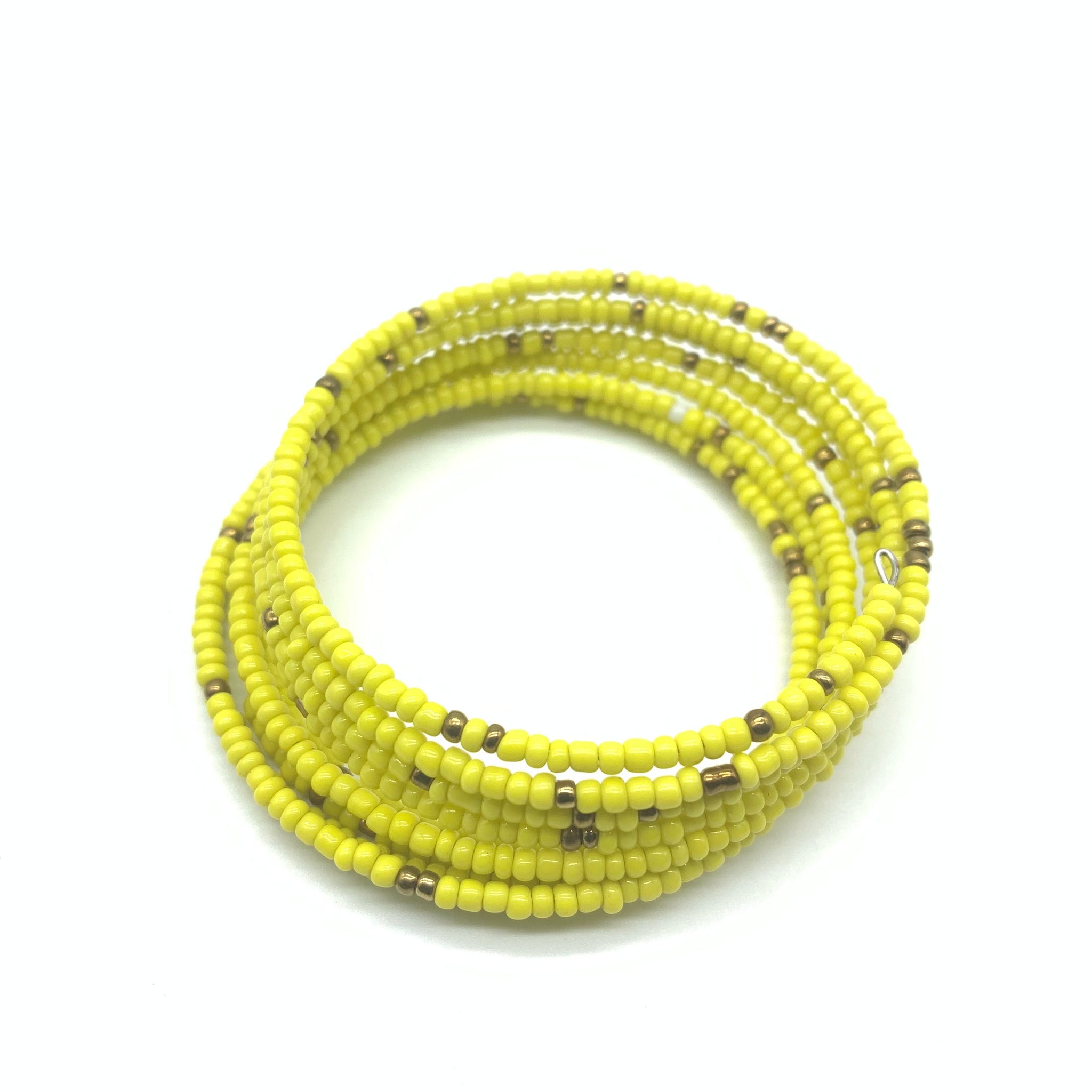 Beaded Coil Bracelet-Yellow 4