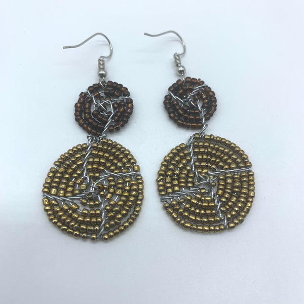 Beaded Earrings 2 Tone 2 Cirles -Gold 5