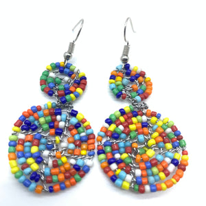 Beaded Earrings 2 Tone 2 Cirles -Multi Colour