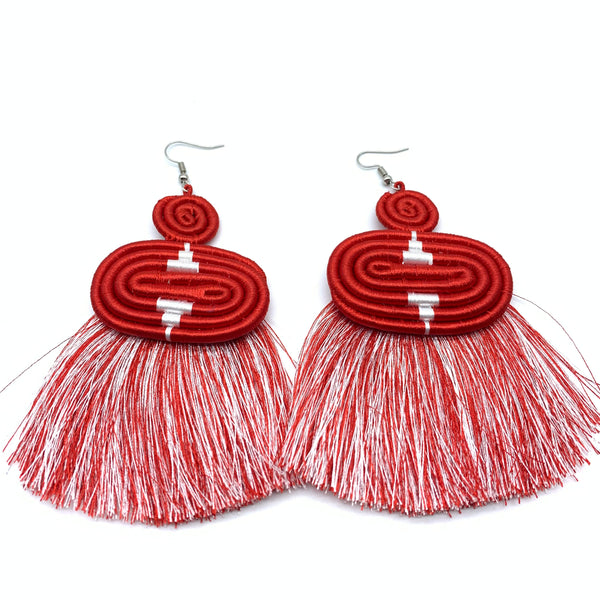 Thread Earrings Meza-Red Variation 2