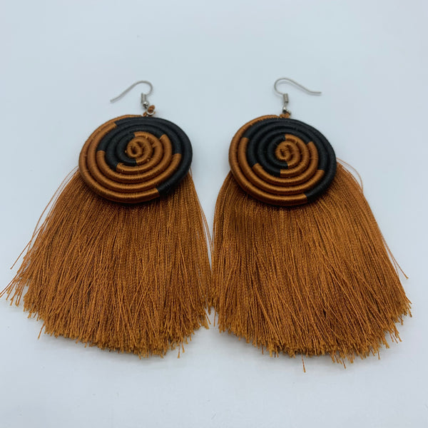 Thread Earrings Keza- Brown Variation 2