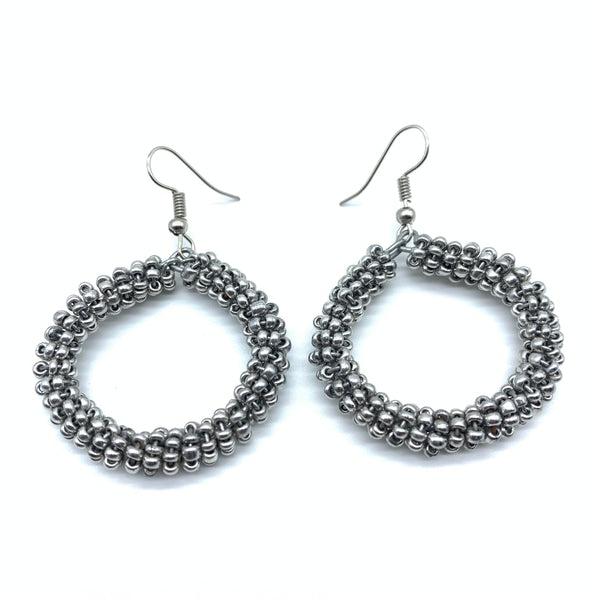 Beaded Earrings Kaweria-Silver