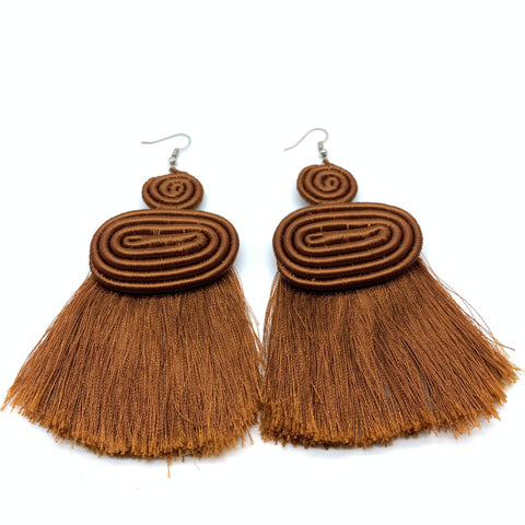 Thread Earrings Meza-Brown Variation