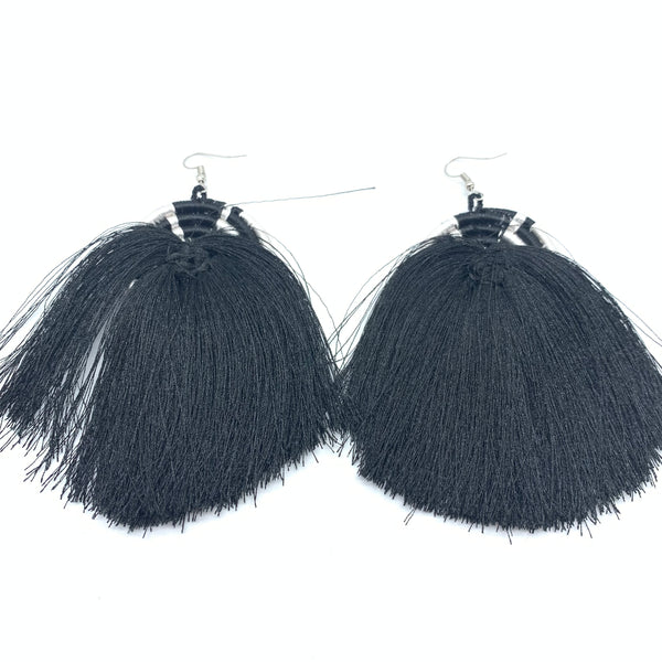 Thread Earrings Keza- Black Variation 2