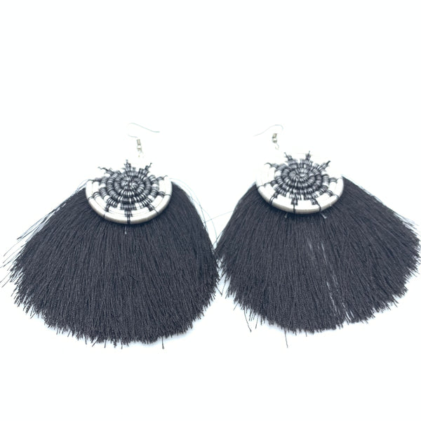 Thread Earrings Keza- Black Variation