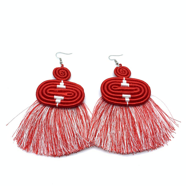 Thread Earrings Meza-Red Variation 2