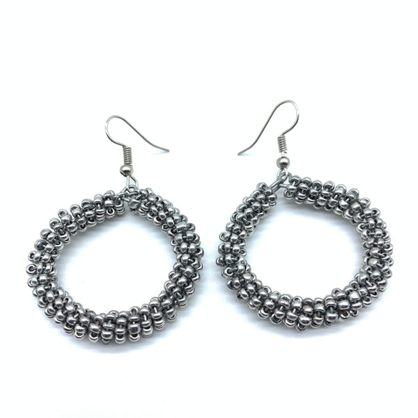 Beaded Earrings Kaweria-Silver