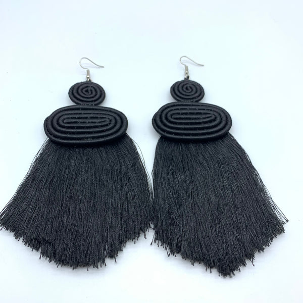 Thread Earrings Neza-Black Variation