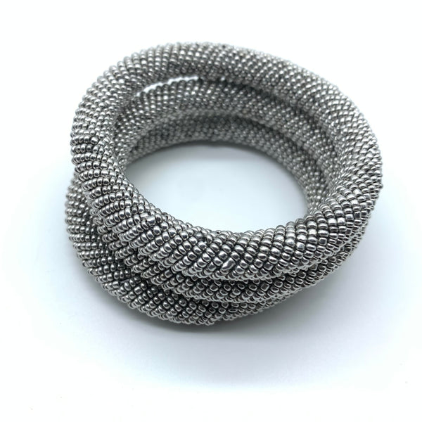 Beaded Bangle-Silver 2