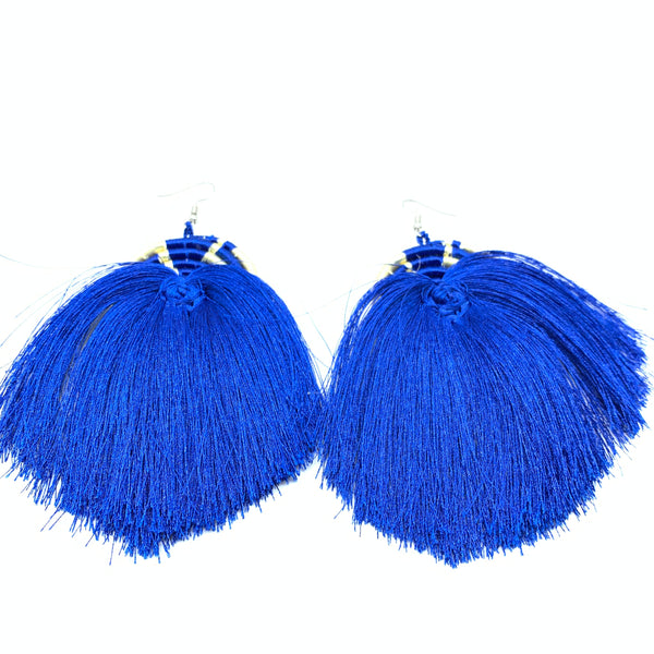 Thread Earrings Keza- Blue Variation 2