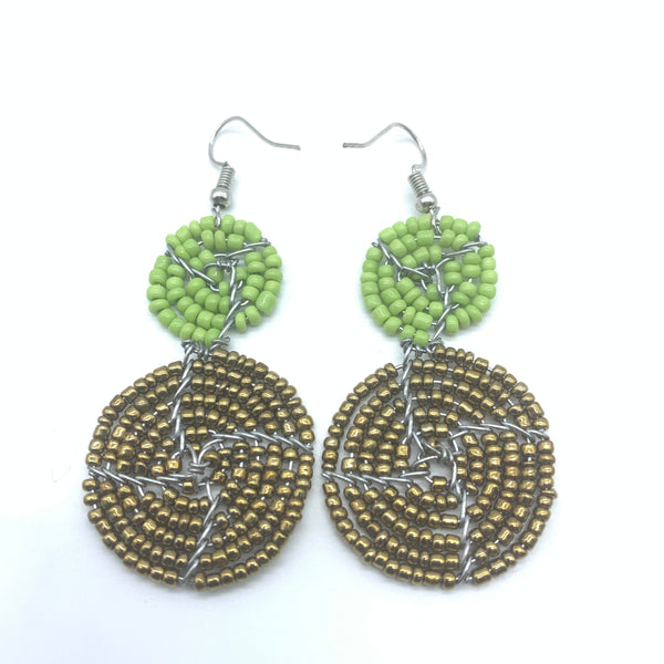 Beaded Earrings 2 Tone 2 Cirles -Gold 3