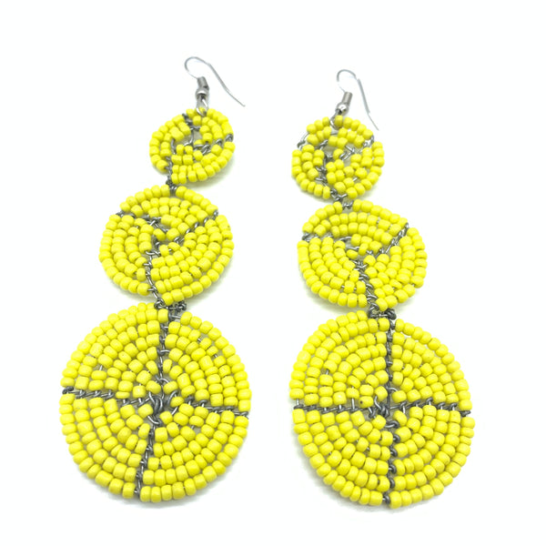 Beaded Earrings 3 Circles -Yellow Variation 2