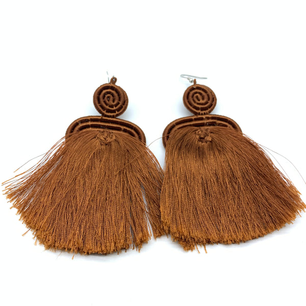 Thread Earrings Meza-Brown Variation