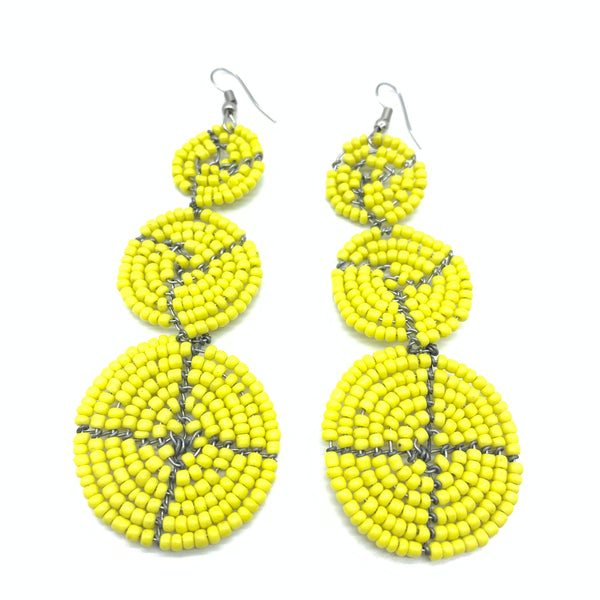 Beaded Earrings 3 Circles -Yellow Variation 2