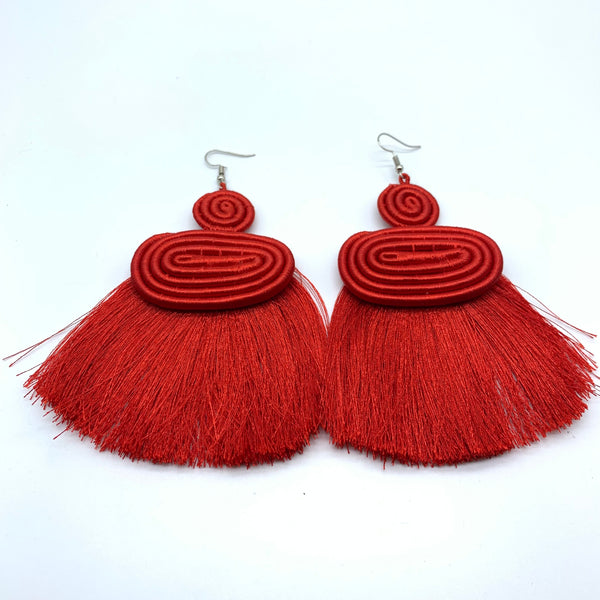 Thread Earrings Meza-Red Variation