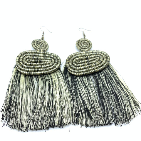 Thread Earrings Neza-Green Variation 2