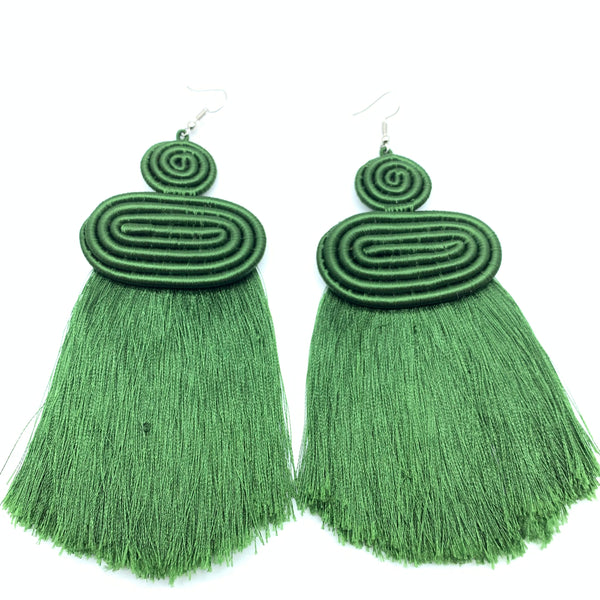 Thread Earrings Neza-Green Variation