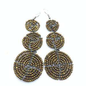 Beaded Earrings 3 Circles -Gold Variation 2