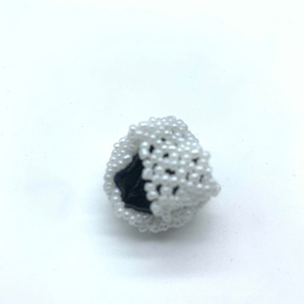 Beaded Ring- Pearl White Variation 3