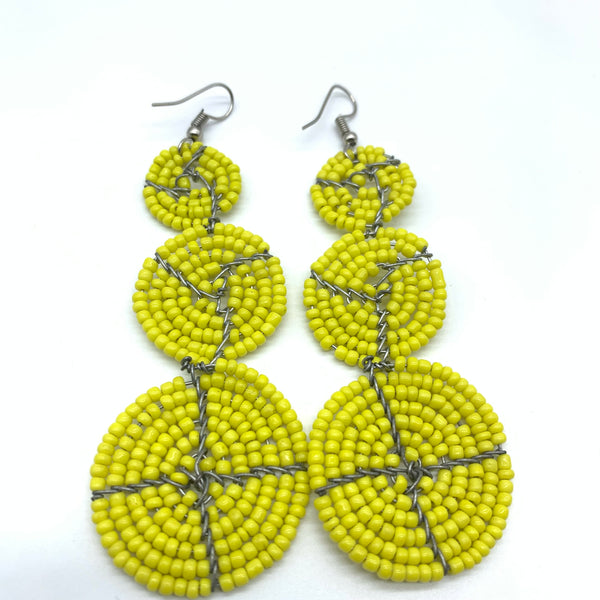 Beaded Earrings 3 Circles -Yellow Variation 2