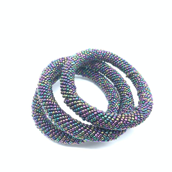 Beaded Bangle-Metallic Multi  Colour