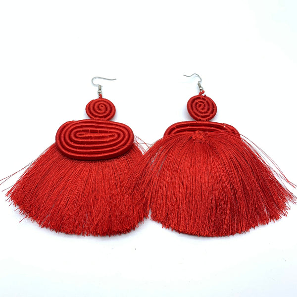 Thread Earrings Meza-Red Variation