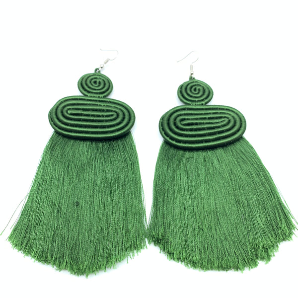 Thread Earrings Neza-Green Variation