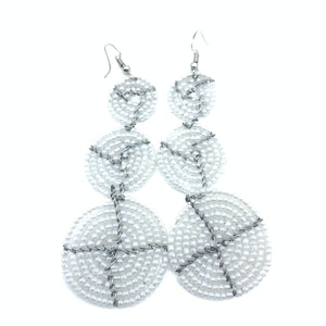 Beaded Earrings 3 Circles - Pearl White Variation