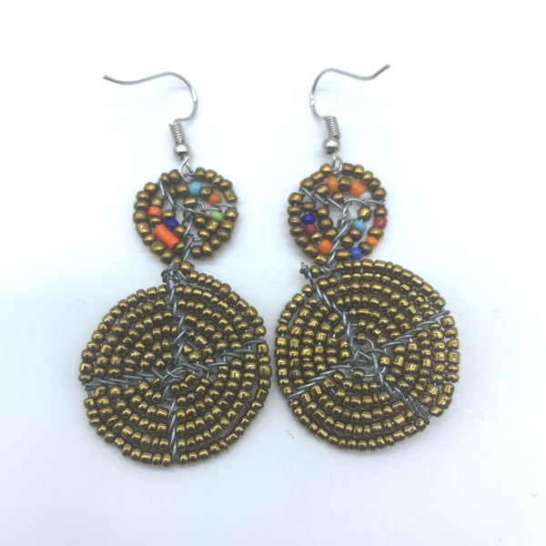 Beaded Earrings 2 Tone 2 Cirles -Gold 6