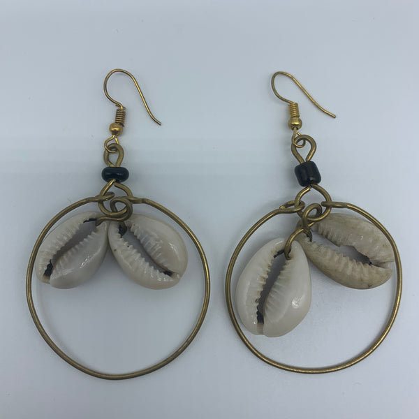 Golden Metal Earrings-Hoop with Shells - Lillon Boutique
