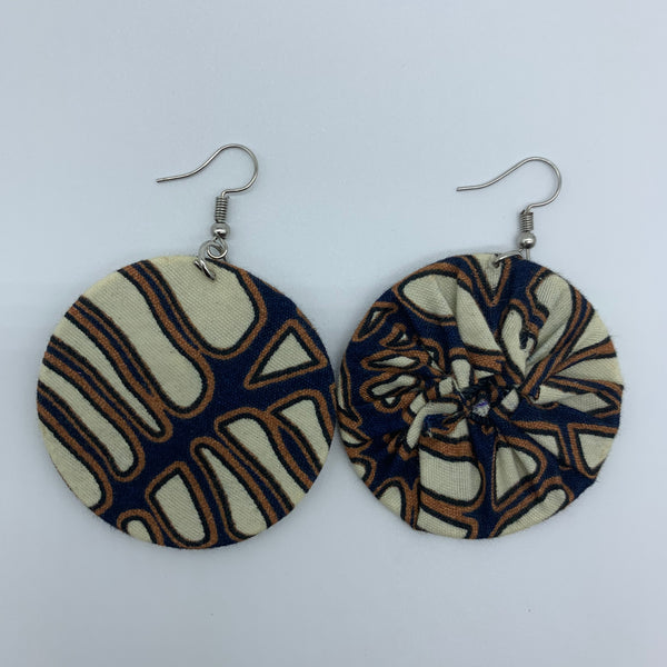 African Print Earrings-Round S Ivory Variation - Lillon Boutique