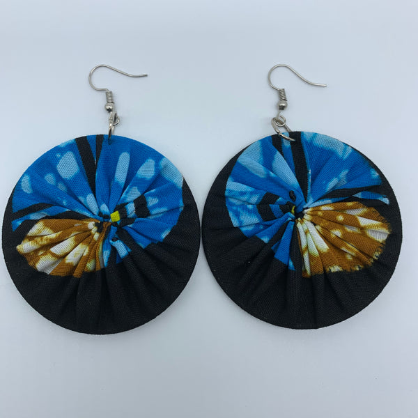 African Print Earrings-Round M Black Variation - Lillon Boutique