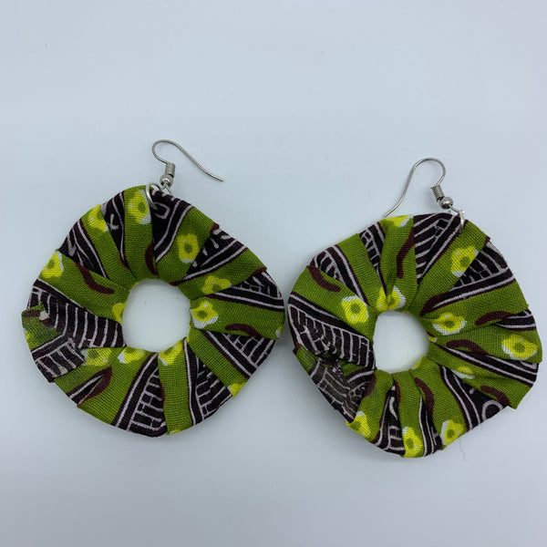 African Print Earrings-Faux Scrunchy Green Variation - Lillon Boutique
