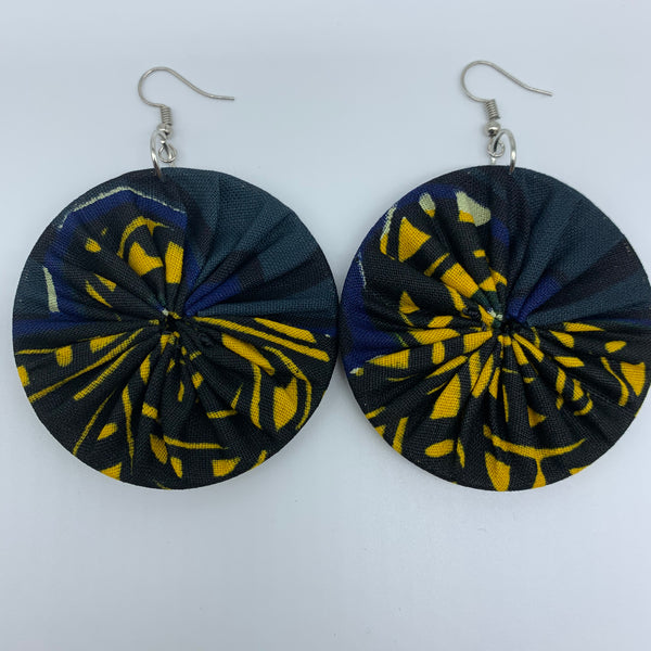 African Print Earrings-Round M Yellow Variation 5 - Lillon Boutique