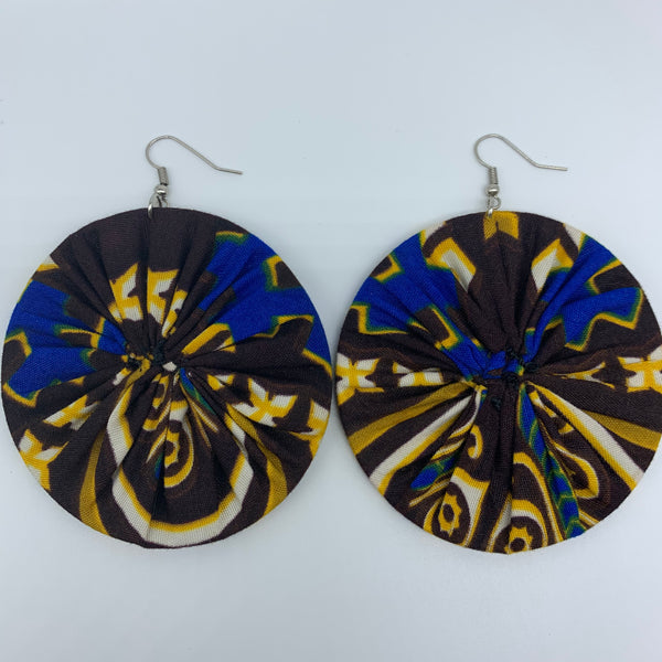 African Print Earrings-Round L Brown Variation 5 - Lillon Boutique