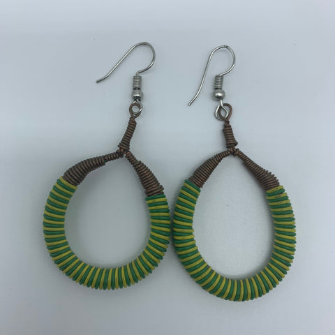 Telephone Wire W/Metal Wire Earrings-Green Variation - Lillon Boutique