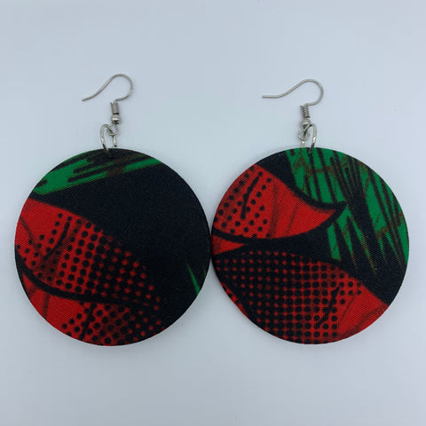 African Print Earrings-Round M Red Variation 2 - Lillon Boutique