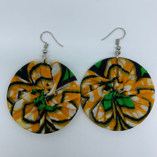 African Print Earrings-Round S Green Variation 7 - Lillon Boutique