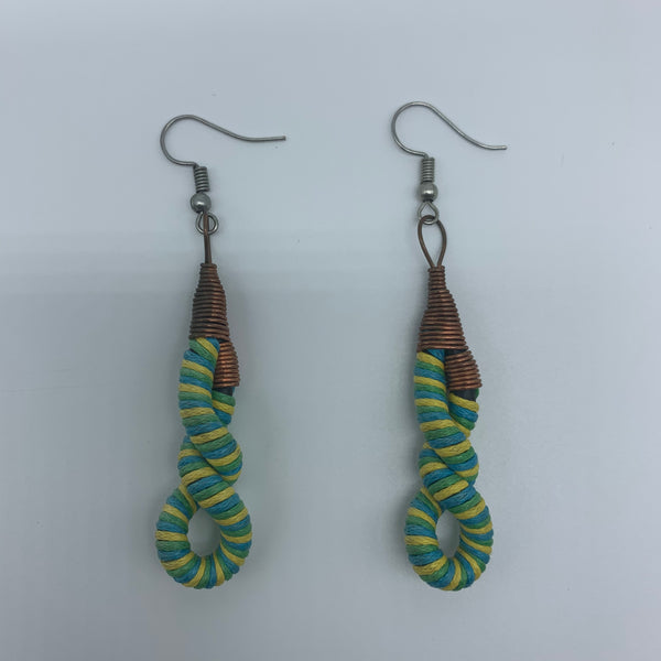 Thread Earrings W/Metal Wire-Blue Variation 3 - Lillon Boutique