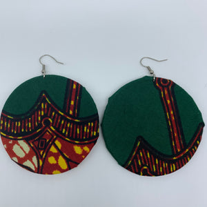African Print Earrings-Round L Green Variation 10 - Lillon Boutique