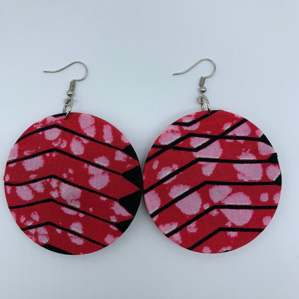 African Print Earrings-Round M Pink Variation 2 - Lillon Boutique