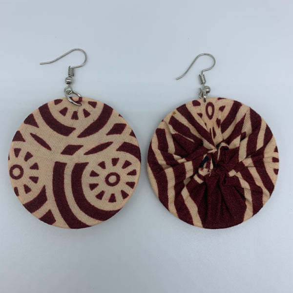 African Print Earrings-Round S Red Variation 12 - Lillon Boutique